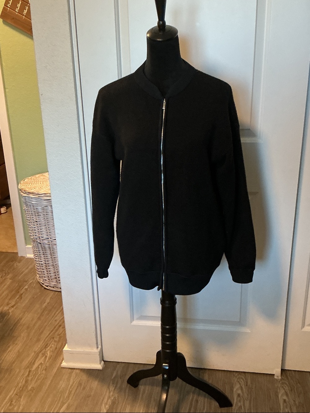 Karen Millen Black Full-Zip Knit Sweater Jacket XS